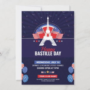 Bastille Day Party uitnodigingsflyer Sjabloon Kaart