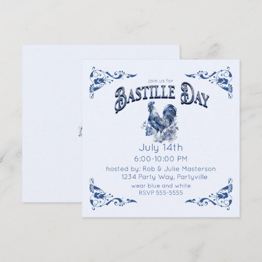 Bastille Day Rooster Kaart (Voorkant / Achterkant)