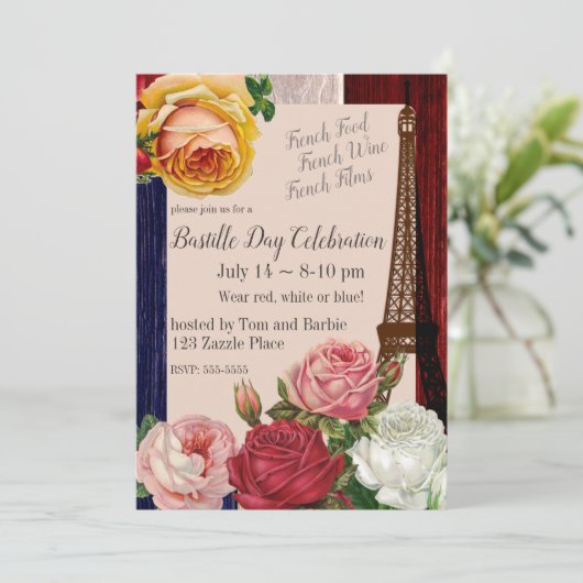 Bastille Day Rozen Kaart (Staand voorkant)