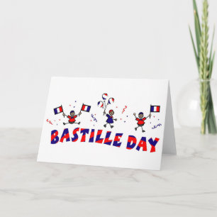 Bastille Day Stick figuur met Franse vlaggen Kaart