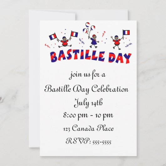 Bastille Day Stick figuur met Franse vlaggen Kaart (Voorkant)