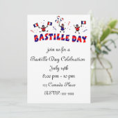 Bastille Day Stick figuur met Franse vlaggen Kaart (Staand voorkant)