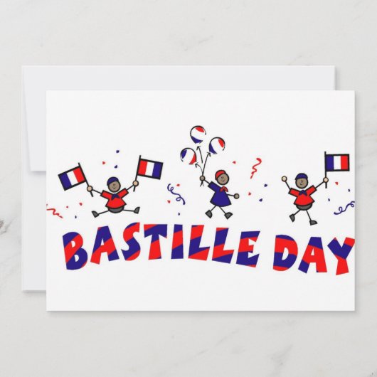 Bastille Day Stick figuur met Franse vlaggen Kaart (Achterkant)