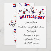 Bastille Day Stick figuur met Franse vlaggen Kaart (Voorkant / Achterkant)