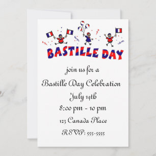 Bastille Day Stick figuur met Franse vlaggen Kaart