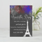 Bastille Day Vuurwerk Chalkboard Party Uitnodiging (Staand voorkant)