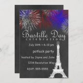 Bastille Day Vuurwerk Chalkboard Party Uitnodiging (Voorkant / Achterkant)