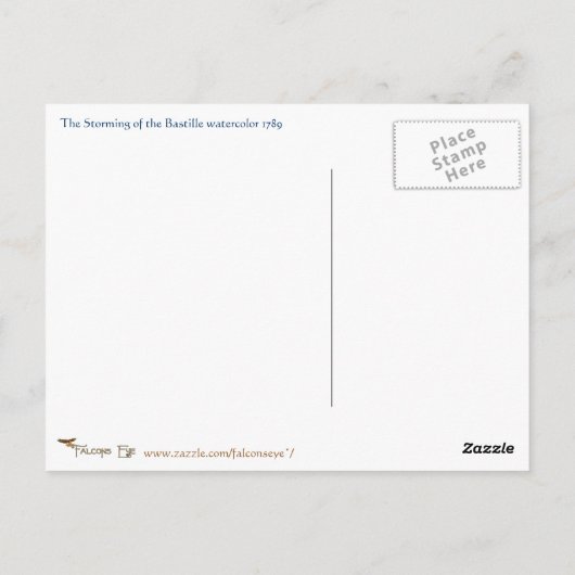 Bastille Day Waterverf Briefkaart (Achterkant)