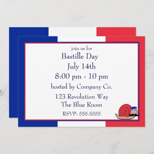 Bastille Franse slak dragen baret uitnodiging (Voorkant / Achterkant)