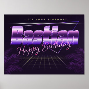 Bastische naam Vorname lila retro Poster Geburtsta