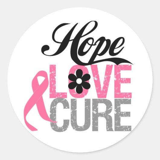 Bastkanker HOPE LOVE CURE Giften Ronde Sticker (Voorkant)