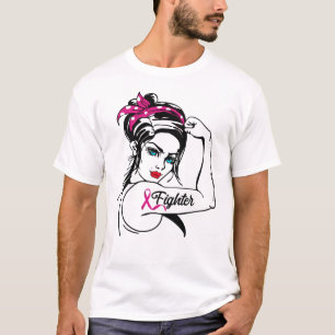 Bastkankerbestrijder Rosie de riveter roze T-shirt