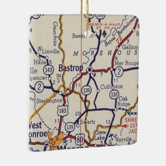 Bastrop LA  Map Keramisch Ornament (Rechts)