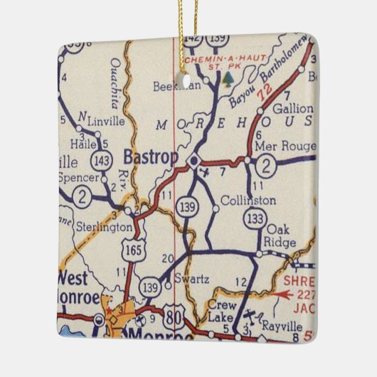 Bastrop LA  Map Keramisch Ornament (Links)