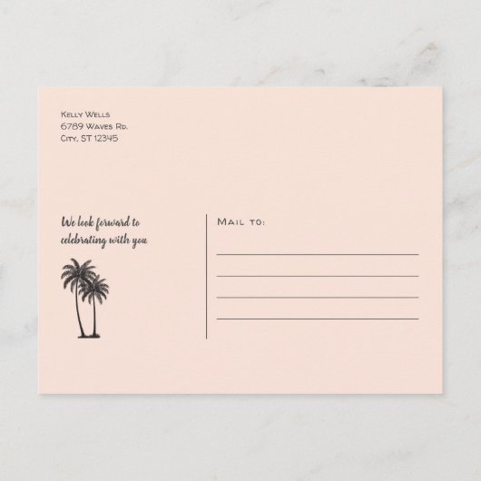 Baswater en Zand sparen de Datum Aankondigingskaart (Achterkant)