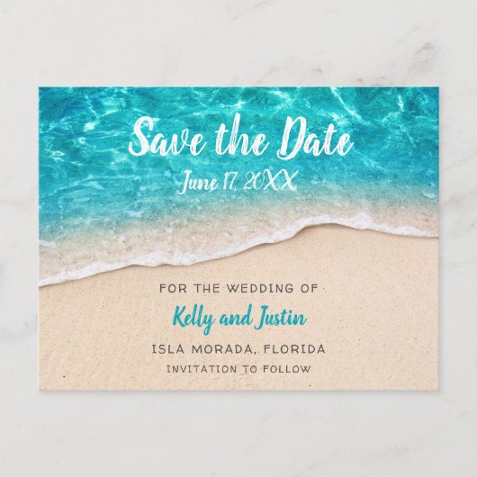 Baswater en Zand sparen de Datum Aankondigingskaart (Voorkant)