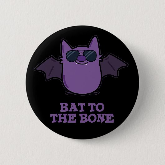 Bat aan bot Funny Animal Pun Dark BG Ronde Button 5,7 Cm (Voorkant)