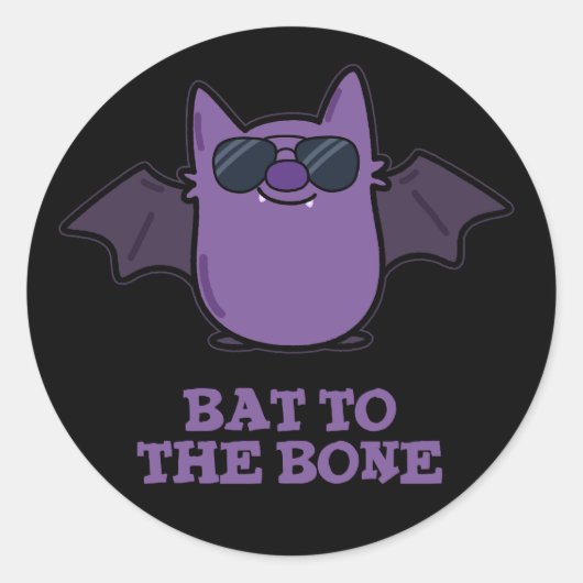 Bat aan bot Funny Animal Pun Dark BG Ronde Sticker (Voorkant)
