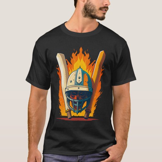 Bat And Helmet Cricket Player T-shirt (Voorkant)