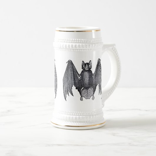 Bat  Art Gothic Punk German Beer Stein Bierpul (Voorkant rechts)