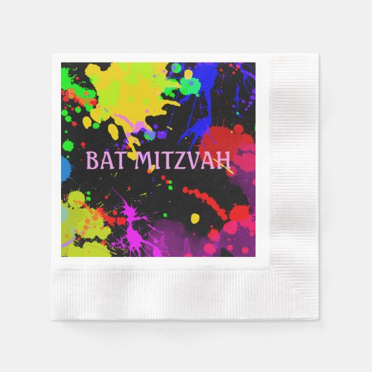 Bat/Bar Mitswa verfspatten papieren servetten (Voorkant)