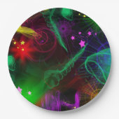 Bat/Bar Mitzvah Neon Paint Splatter Papieren Bordje (Voorkant)