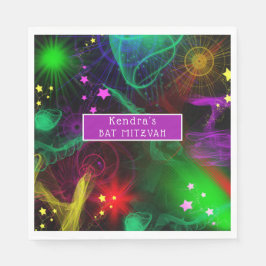 Bat/Bar Mitzvah Neon Paint Splatter Servet