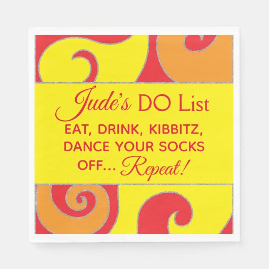 Bat Bar Mitzvah Silvery Swirls Napkins Servet (Voorkant)