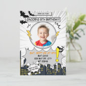 Bat Black and Gray Comic Birthday Kaart (Staand voorkant)