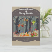 Bat Black Cat Fairytale Forest Fruits Weddenschap Kaart (Staand voorkant)