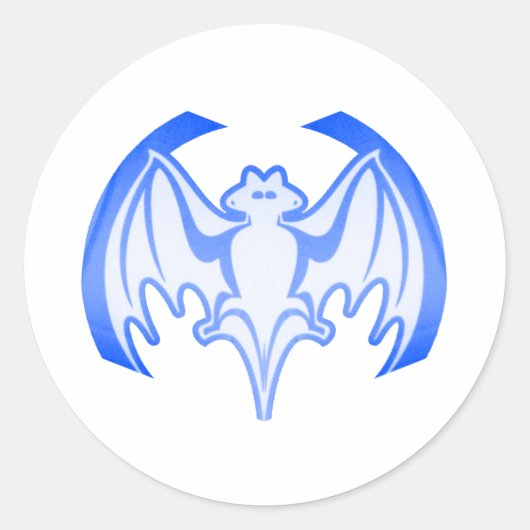 Bat Blue In het MUSEUM Zazzle Gifts Ronde Sticker (Voorkant)