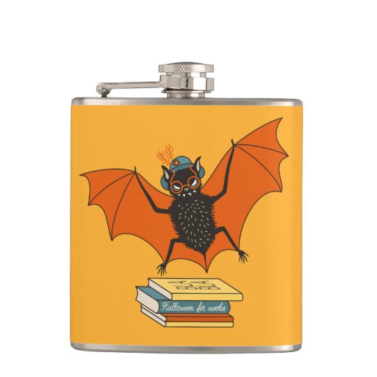 Bat Book Lover Grappige Halloween Heupfles (Voorkant)