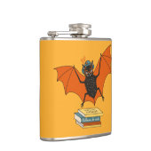 Bat Book Lover Grappige Halloween Heupfles (Rechts)