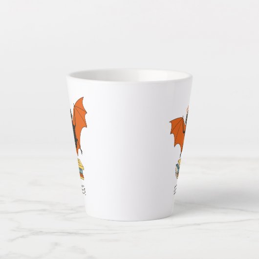 Bat Book Lover Grappige Halloween Naam Latte Mok (Voorkant)