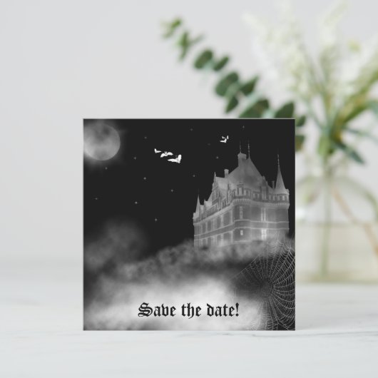 Bat Castle Vampire Gothic Weddenschap Kaart (Staand voorkant)
