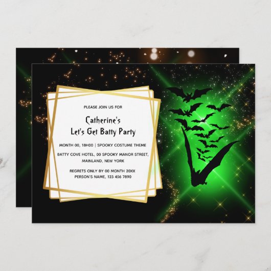 Bat colony green night vuurvliegjes volwassen hall kaart (Voorkant / Achterkant)