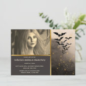 Bat colony night sky lichtte costuum party volwass kaart (Staand voorkant)