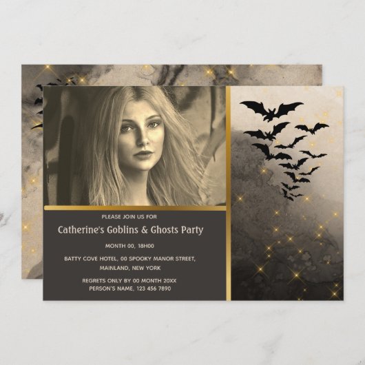 Bat colony night sky lichtte costuum party volwass kaart (Voorkant / Achterkant)