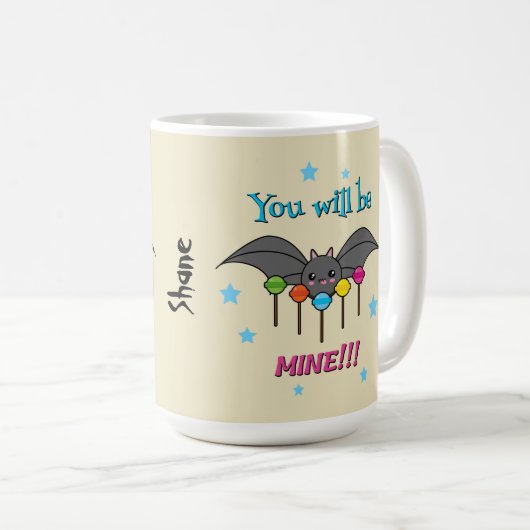 Bat Craving Lollipops | Naam toevoegen Koffiemok (Voorkant rechts)