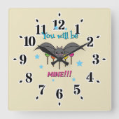 Bat Craving Lollipops Vierkante Klok (Voorkant)