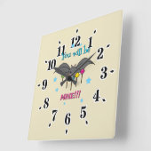 Bat Craving Lollipops Vierkante Klok (Hoek)