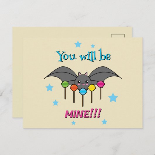 Bat Craving Lollipops - You Will Be Mine Feestdagenkaart (Voorkant / Achterkant)