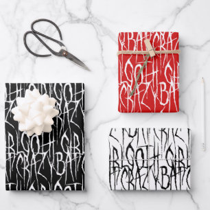 Bat Crazy Gothic Girl Gothic Scratchy Horror Inpakpapier Vel