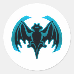 Bat Cyan Het museum Zazzle geschenken Ronde Sticker