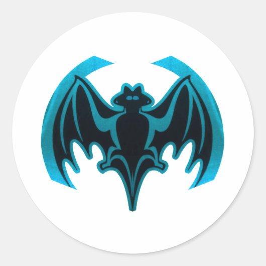 Bat Cyan Het museum Zazzle geschenken Ronde Sticker (Voorkant)