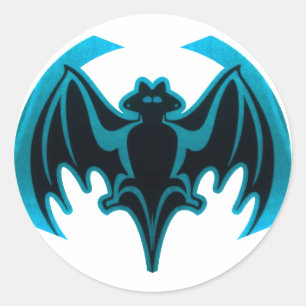 Bat Cyan Het museum Zazzle geschenken Ronde Sticker