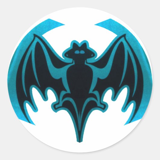 Bat Cyan Het museum Zazzle geschenken Ronde Sticker (Voorkant)