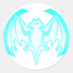 Bat Cyan Inv Het MUSEUM Zazzle Gifts Ronde Sticker