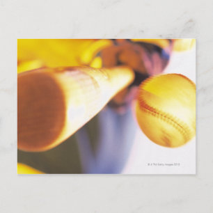 Bat dat met honkbal in aanraking komt briefkaart