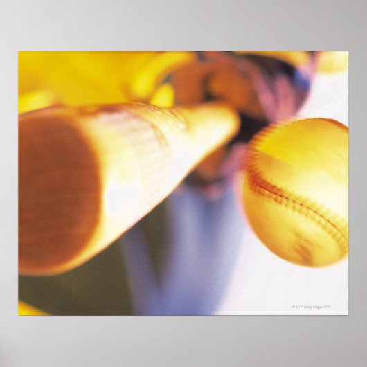 Bat dat met honkbal in aanraking komt poster (Voorkant)